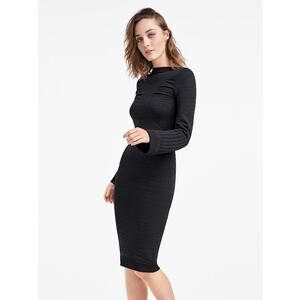 Wolford Arrow Poison 3D Effect Jacquard-Knit Midi Dress in Black, Size Small